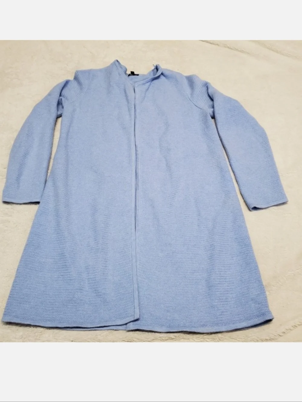 Talbots Blue Weave Knit Open‎ Drape Long Cardigan Medium Staple Classic Casual